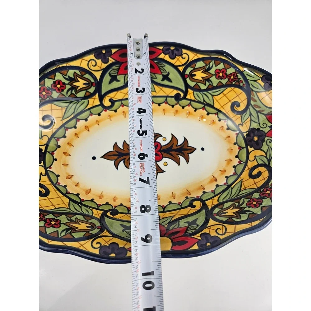 Corsica Home Crown‎ Jewel Hand Painted Oval Serving Bowl Platter Mediterranean